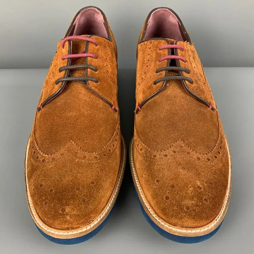 TED BAKER Size 11 Brown Perforated Leather Wingtip Lace Up Shoes